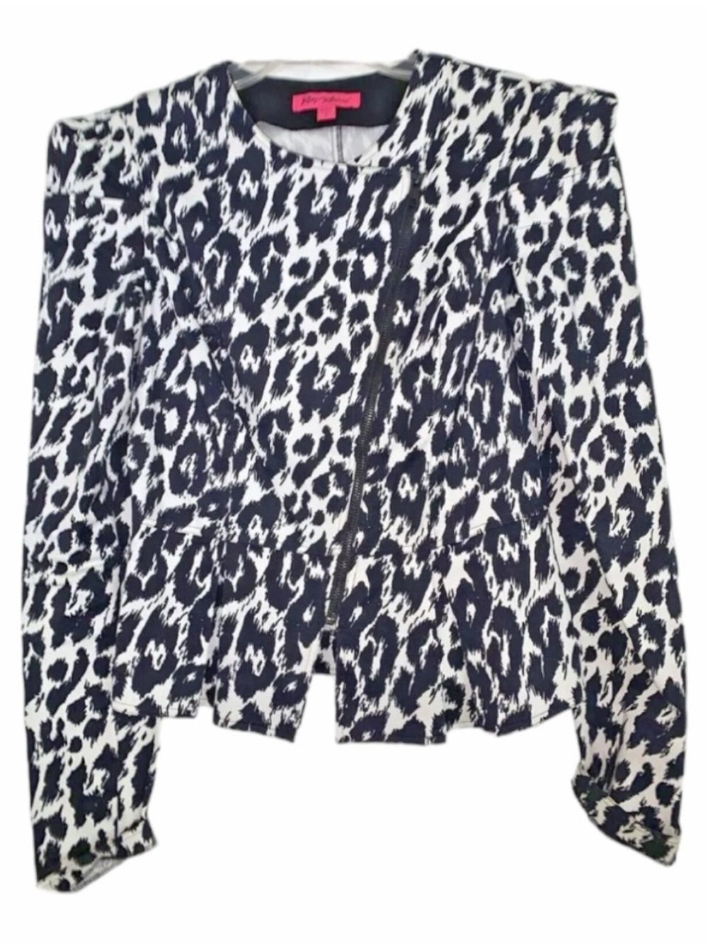 Betsey Johnson Black and White Leopard Print Blazer